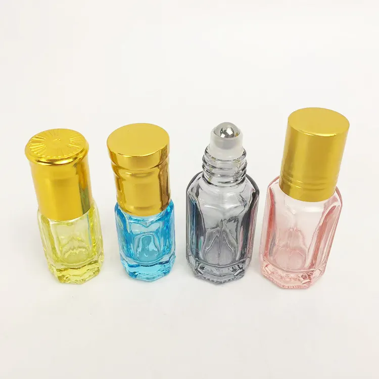 ग्लास की बोतल पर नए लोकप्रिय थोक 6 मिलीलीटर रंगीन आवश्यक तेल रोल