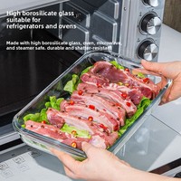 Plat de cuisson rectangulaire en verre borosilicate haute résistance, compatible four/micro-ondes, modèle KP-05, pour la cuisson à la vapeur du poisson et des raviolis