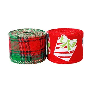 MSD丝带2英寸有线边缘粗布丝带批发圣诞包装丝带待售