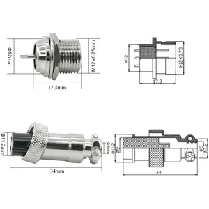 Авиационный штекер GX12 штекер + гнездовой металлический разъем 2/3/4/5/6/7 штырь через настенный Кабельный разъем - Product Image 5
