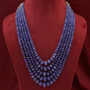 Collier à 5 brins de pierres de tanzanite naturelles taillées, forme melon, pièce de mode tendance pour fiançailles féminines - Product Image 4