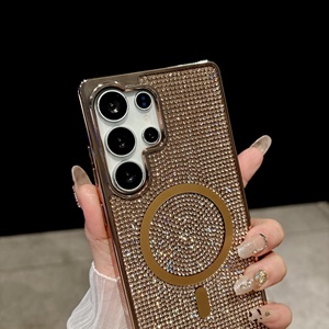 Funda de Teléfono con Diamantes Brillantes y Revestimiento de TPU+PC para Samsung Galaxy S25 Plus S24 S23 S22 Ultra, Carga Inalámbrica, Cubierta Magnética - Product Image 2