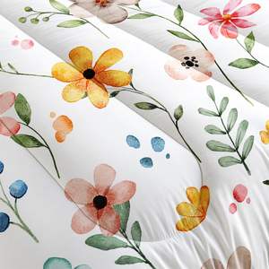 Ensemble de couette élégant à motif floral rose et jaune, taille King, tissé en coton 3D, garni de coton, 2 taies d'oreiller, pour la maison, mariage, toutes saisons, Chine - Product Image 4