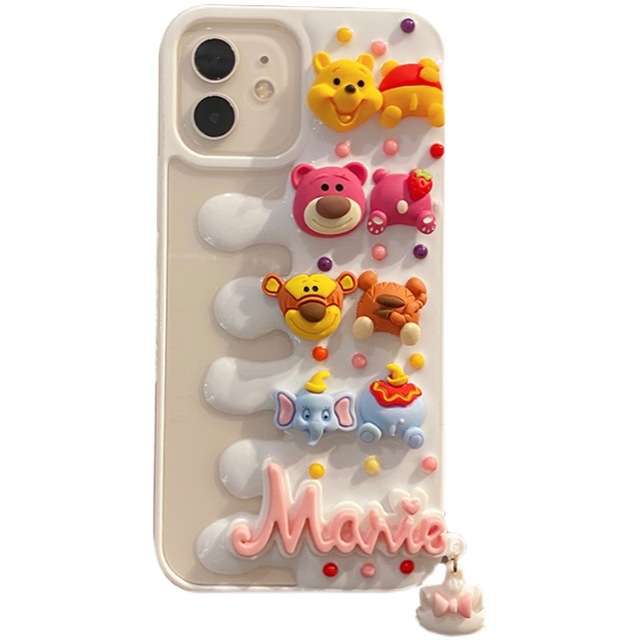 For iPhone 14 13 12 11 Pro Max XSmax XR X XS 7 8 Plus Soft TPU Shell Cute Cartoon Cream Stereo Doll Mobile Phone Case
