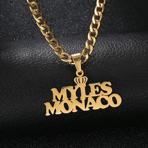 Personalizado Hip hop Acero inoxidable nombre inglés <span class=keywords><strong>collar</strong></span> plateado 18K oro desmontable letra colgante para hombres NK <span class=keywords><strong>collar</strong></span> - Product Image 2