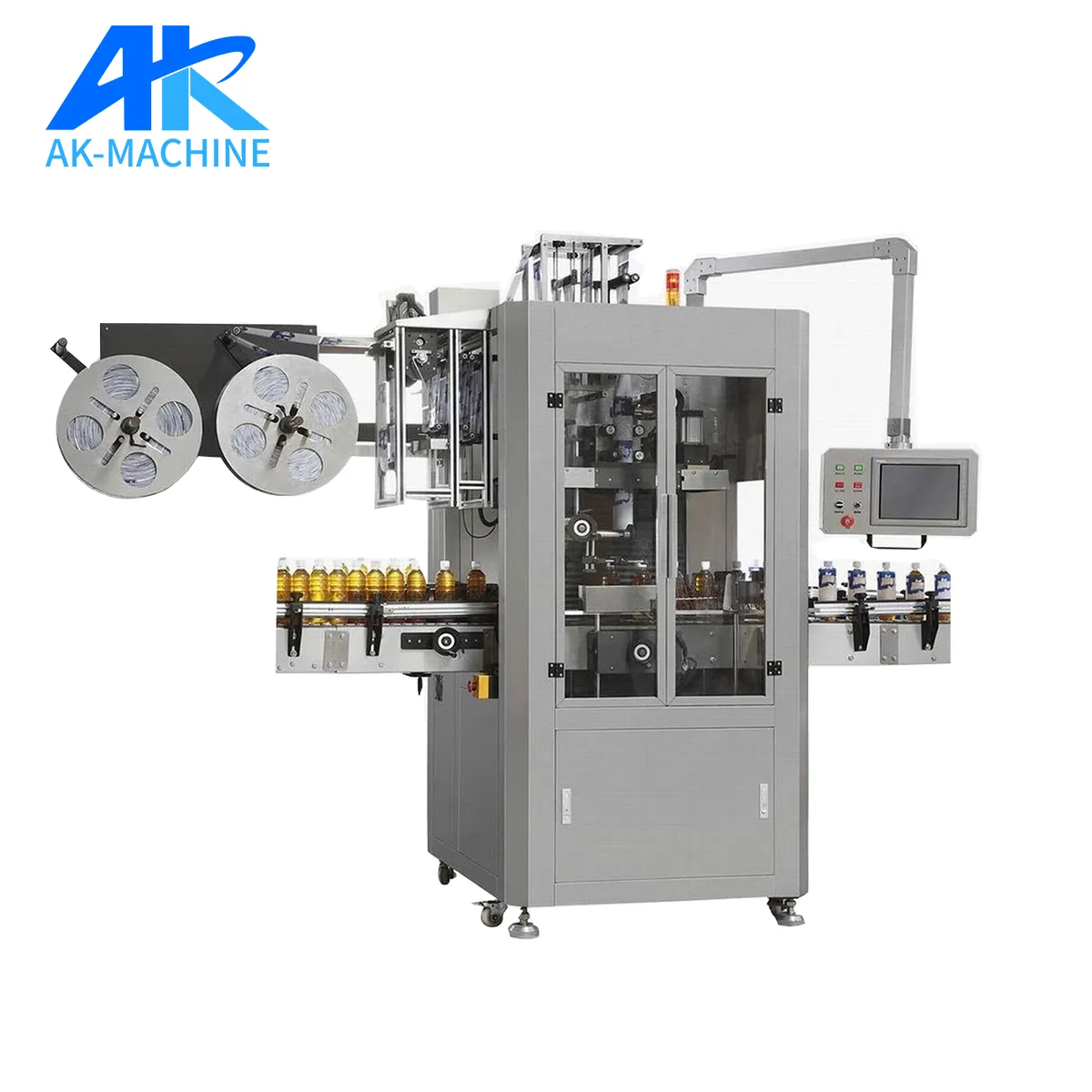 Automatic PET PVC Heat Shrink Steam Tunnel Sleeve Labeling Machine Round Plastic Bottle Cans for Water Juice Packaging