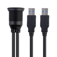 Câble d'extension USB 3.0 double étanche pour montage encastré sur tableau de bord de voiture, 1 m