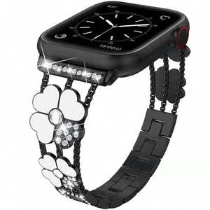 Quattro foglie di trifoglio leggero per le donne cinturini in metallo con diamanti lucidi per <span class=keywords><strong>Apple</strong></span> <span class=keywords><strong>Watch</strong></span> serie iWatch 10 9 8 7 6 5 4 3 SE - Product Image 2
