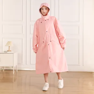 Wholesale Casual and Fashionable Foldable Travel Womens Classic Long Raincoat Rain Coat with Hood