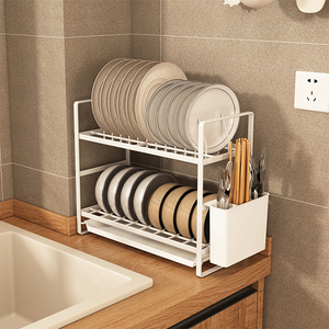 โลหะเฟอร์นิเจอร์รถไฟชั้นวางจานผู้ถือห้องครัวที่มีการระบายน้ำ - Product Image 5