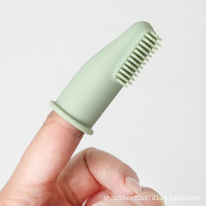 Silicone Finger Toothbrush For Cats And Dogs Green Color Customizable Bristles Home Use Pet Dental Care - Product Image 1