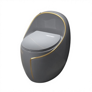 Nouvelle toilette monobloc en céramique colorée, à poser au sol, avec siphon intégré, design moderne et luxueux, grand diamètre, pour usage domestique - Product Image 1