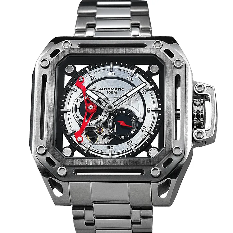 Montre mécanique personnalisée MIYOTA 82S7 à mouvement automatique Montre pour homme en acier inoxydable couleur acier Luminous the watch