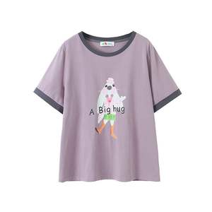 เสื้อยืดแขนสั้นทรงหลวมสำหรับผู้หญิง รุ่น Runqi N8611 พิมพ์ลายอนิเมะ ผ้าคอตตอนเจอร์ซีย์ ไซส์พลัส สีขาว - Product Image 3