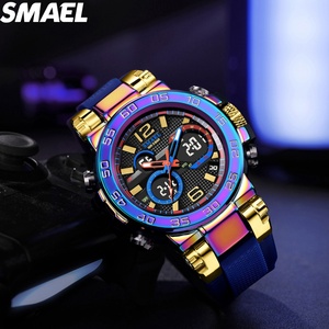 Montre sport SMAEL 8106, nouveau design tendance, double fuseau horaire, analogique-digitale pour homme, alarme, calendrier lumineux. - Product Image 3
