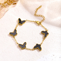 Bracelets en acier inoxydable avec chaîne et maillons en forme de coquille de papillon pour femmes, cadeau mignon, luxe léger, sensation haut de gamme, plaqué or 14 carats, DIY simple