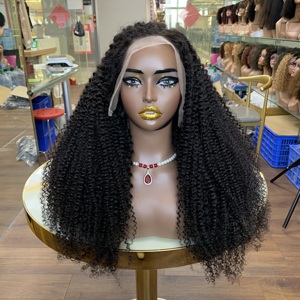 Perruques en dentelle frontale 13x4 afro bouclées crépues transparentes, cheveux vierges brésiliens humains, 26 pouces, perruques en dentelle frontale pour femmes noires - Product Image 2