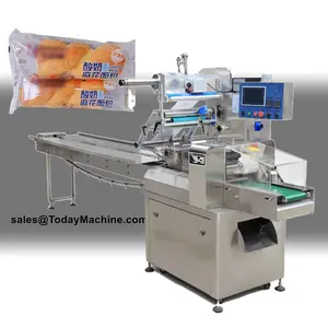 Horizontal Biscuit Bread Pizza Cookies Flow Pillow Bag Wrapping Machine