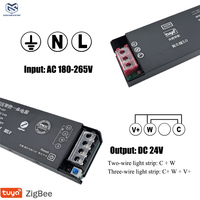Tuya Smart GaN 24V LED Driver 180-265V Catu Daya Switching Tegangan Konstan Efisiensi 94% untuk Pencahayaan Kabinet