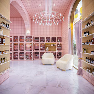 Estantes de exhibición de cosméticos personalizados de moda Rosa CIRI, estante de pared de exhibición de maquillaje para centro comercial, escaparate de cosméticos para tienda de belleza - Product Image 2