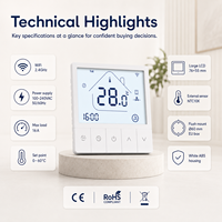 Termostato Inteligente para Calefacción por Suelo Radiante, OEM, ODM, CE, RoHS, Controlador de Temperatura para Calderas HVAC, para Europa