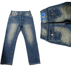Jeans Authentic <span class=keywords><strong>Faith</strong></span> para Hombre de Verano Estilo Hip Hop Acampanados de Mezclilla Tejida, Corte Recto Holgado y Extra Grande con Gran Buda - Product Image 1