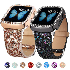 Bracelet de montre Bling Glitter Diamond pour Apple Watch Series Ultra 49mm 41 42 45 40 44, bracelet de poignet dégradé pour femme, réglable - Product Image 1