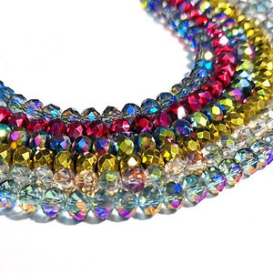 Cuentas de Vidrio Facetadas de Cristal Rondelle de 3 mm, 4 mm, 6 mm, 8 mm y 10 mm, Color Dorado, Morado y Azul, Electrochapadas en Color Metálico, para la Fabricación de Joyas - Product Image 4