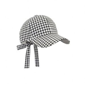 Gorra de Béisbol a Cuadros Estilo Coreano Japonés, Linda, con Lazo y Correa, para Mujer, Casual, Deportiva, Primavera-Verano - Product Image 6