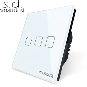 Smartdust EU UK CE 3 Gang 2 Way Stair Singleライブライン86MM Tempered Glass Home Touch Wall Light Switch For Smart Home