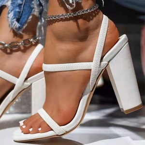 Sandales à talons ultra hauts et épais pour femmes, nouveau style 2026, bout rond, à lacets, patchwork, chaussures de mariage été/hiver - Product Image 2