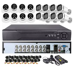 dvr cctv 16 channel 5mp Suppliers-Kit Kamera CCTV 5MP Warna Malam 16 CH AHD DVR Sistem Kamera Keamanan 16 Saluran