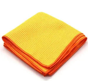 कार वफ़ल सुखाने तौलिया 16x16 चीन फैक्टरी मूल्य Microfiber ग्लास अनुकूलित माइक्रो फाइबर तौलिया कांच कपड़ा धागा Overlocking
