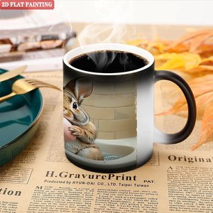Frosted Black 11oz <b>Ceramic</b> Mug Heat Sensitive Blank <b>Cup</b> For Festival Gift - Product Image 5