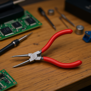 Alicates de punta fina 127 C con mangos rojos y punta de precisión para reparación de electrónica - Product Image 3