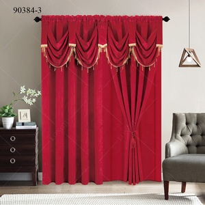 Rideaux occultants élégants avec cantonnières, rideaux jacquard floraux ornés de franges exquises, rideaux double couche - Product Image 5