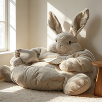 Canapé géant en peluche lapin de luxe, fauteuil lounge créatif en fourrure, mobilier moderne pour la maison, grand lit animal