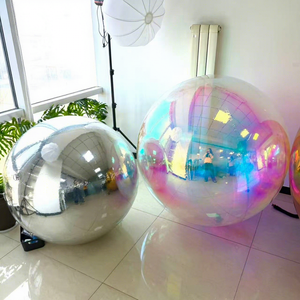 Ballon gonflable géant en forme de boule miroir, <span class=keywords><strong>d</strong></span>écor <span class=keywords><strong>d</strong></span>'événement coloré, ballon publicitaire flottant, or argent, 0,8 m 1 m - Product Image 1