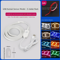 Bande LED à détecteur de mouvement en gros, alimentation PIR par batterie ou USB, sans fil, allumage/extinction automatique, auto-adhésive pour sous lit, placard, escaliers