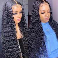 Expédition immédiate : Perruque Water Wave vietnamienne naturelle en cheveux humains, perruques Lace Front en gros, perruques frontales HD sans colle pour femmes noires
