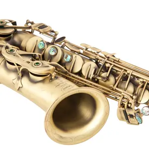 Professionelle E-Tieffläche Flamingo Serie Alto-Saxofon-Instrument retro mattes blaues antikes Modell