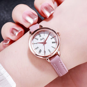 Montre ronde rétro pour femme, cadran à chiffres romains, bracelet en cuir polyvalent pour étudiants, montre-bracelet à quartz - Product Image 2