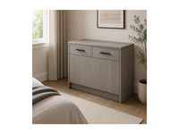 Meuble de toilette gris chêne à 2 tiroirs pour chambre, hôtel, appartement, miroir de maquillage assorti en option