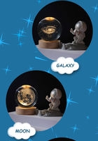 Sphère de cristal de 60 mm 80 mm représentant le système solaire, gravée au laser en 3D, avec lampe de nuit LED en bois