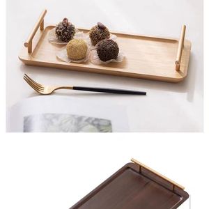 Bandeja de servir de bambú con asas, rectangular, con diseño de madera, para uso en el hogar, la oficina o restaurantes. - Product Image 3