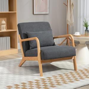Fauteuil en velours et bois, style moderne et nordique, de luxe, pour salon, restaurant, café, hôtel, fauteuil d'appoint - Product Image 1