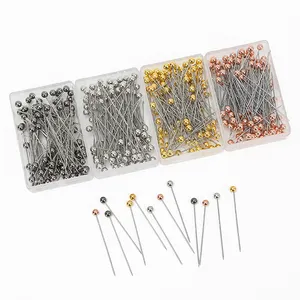 JP Wholesale Rose Gold And Colorful Plastic Pearl Head Pins 100Pcs Boxed Of Clothing Sewing Pin