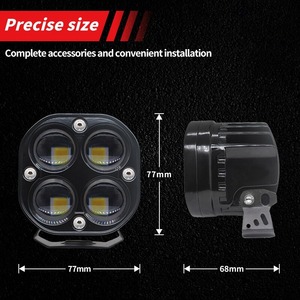 F2wolrd 4 ống kính xe máy Đèn pha LED làm việc ánh sáng kép màu HI/thấp chùm Spotlight nhấp nháy đèn sương mù trắng/hổ phách - Product Image 3
