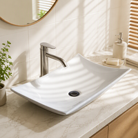 Vasque de salle de bain moderne en céramique blanche irrégulière, facile à nettoyer, pour hôtel - Offre spéciale