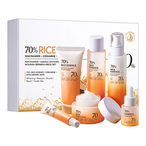 6 Piece Rice Facial Care Set Niacinamide Hyaluronic Acid Hydrating Skin Radiance <b>Private</b> <b>Label</b> Face Skin Kit - Product Image 2